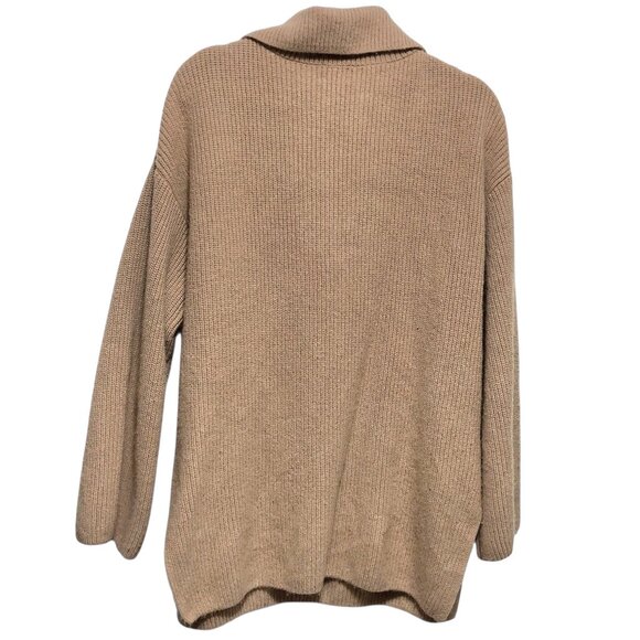 H&M Tan Ribbed Long Sleeve High Collar Knit Sweater M - Picture 2 of 7